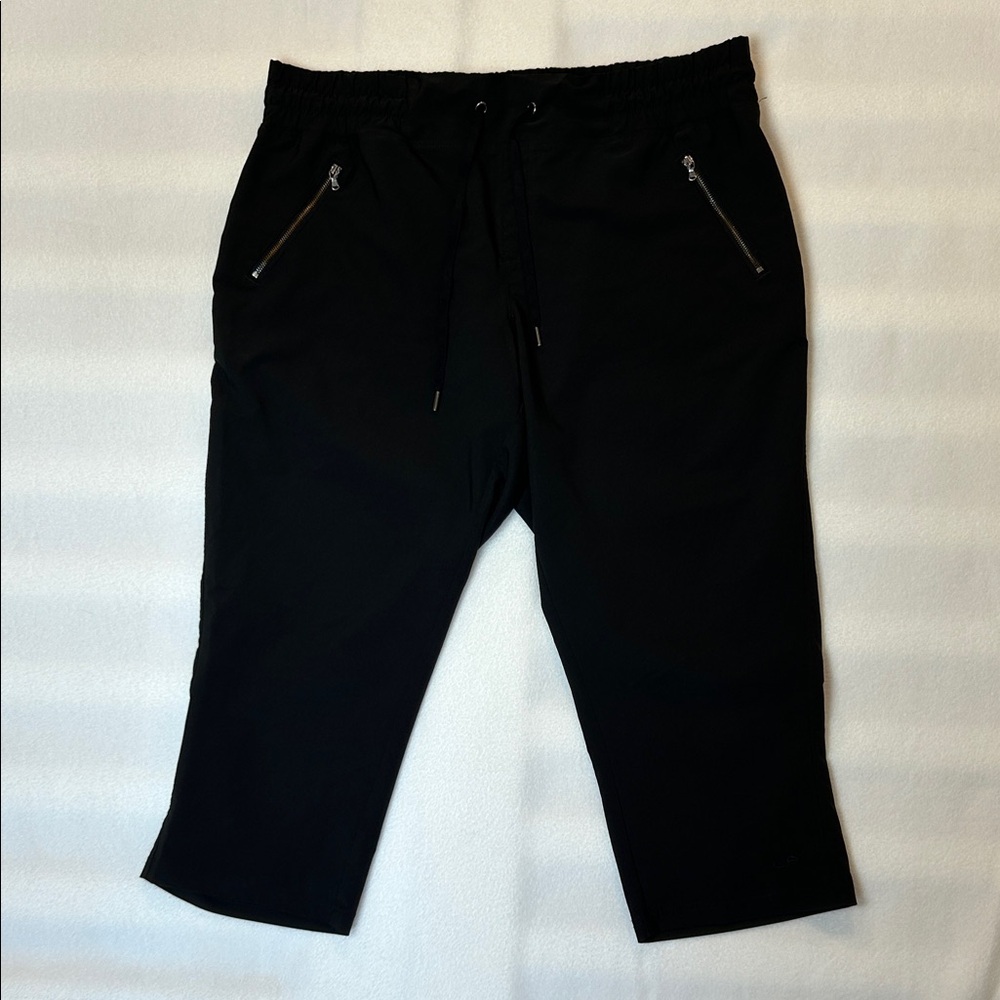 Champion Black Capri Pants XL Stretch Athletic Athleisure Zip Pocket Cropped